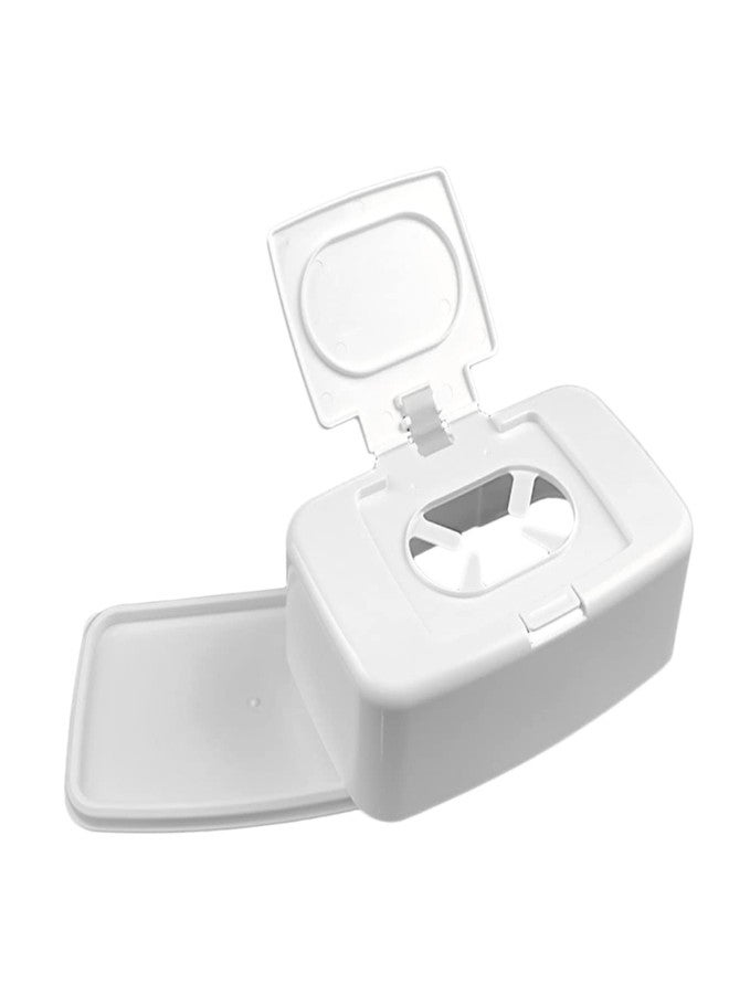 JOINPAYA Diaper Wipe Holder: Baby Wipes Dispenser with Push-Button Lid Wipe Container Storage for Car Wet Tissue Case Makeup Remover Wipes Car Wipes Cosmetic PP Carrying Bag Travel White - Image 1